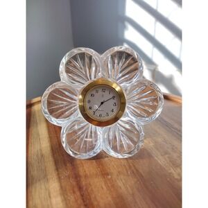 Vintage Cristal D'arques Flowe Office Desk Clock 3.5 in